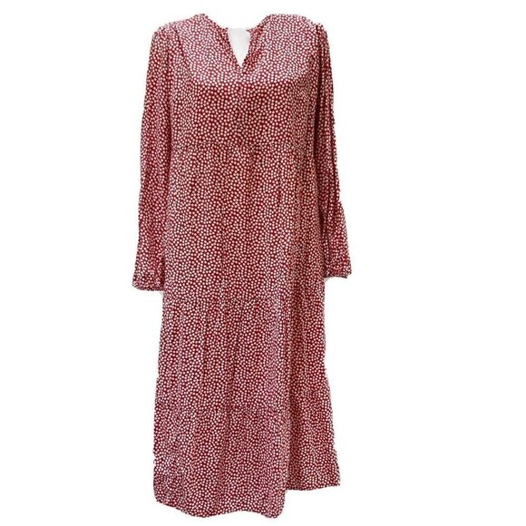 Isabel Maternity Red White Polka Dot Tiered Waist Ruffle Balloon Sleeve Dress-XL - Picture 1 of 11